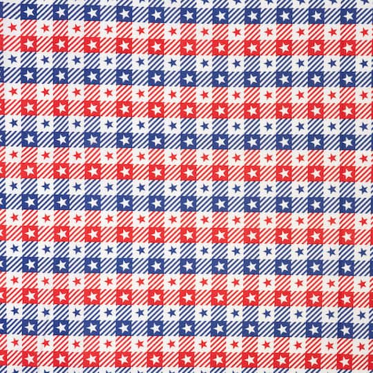 SINGER Gingham Patriotic Stars Cotton Fabric